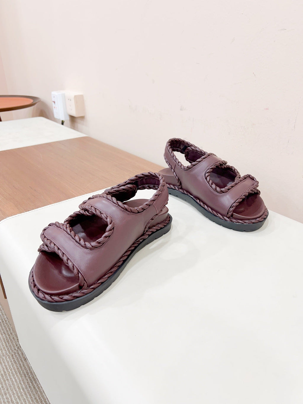 REFINED DAD SANDAL IN WINE RED LAMBSKIN