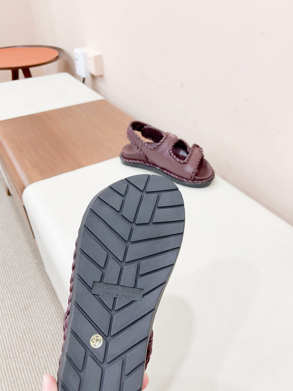 REFINED DAD SANDAL IN WINE RED LAMBSKIN