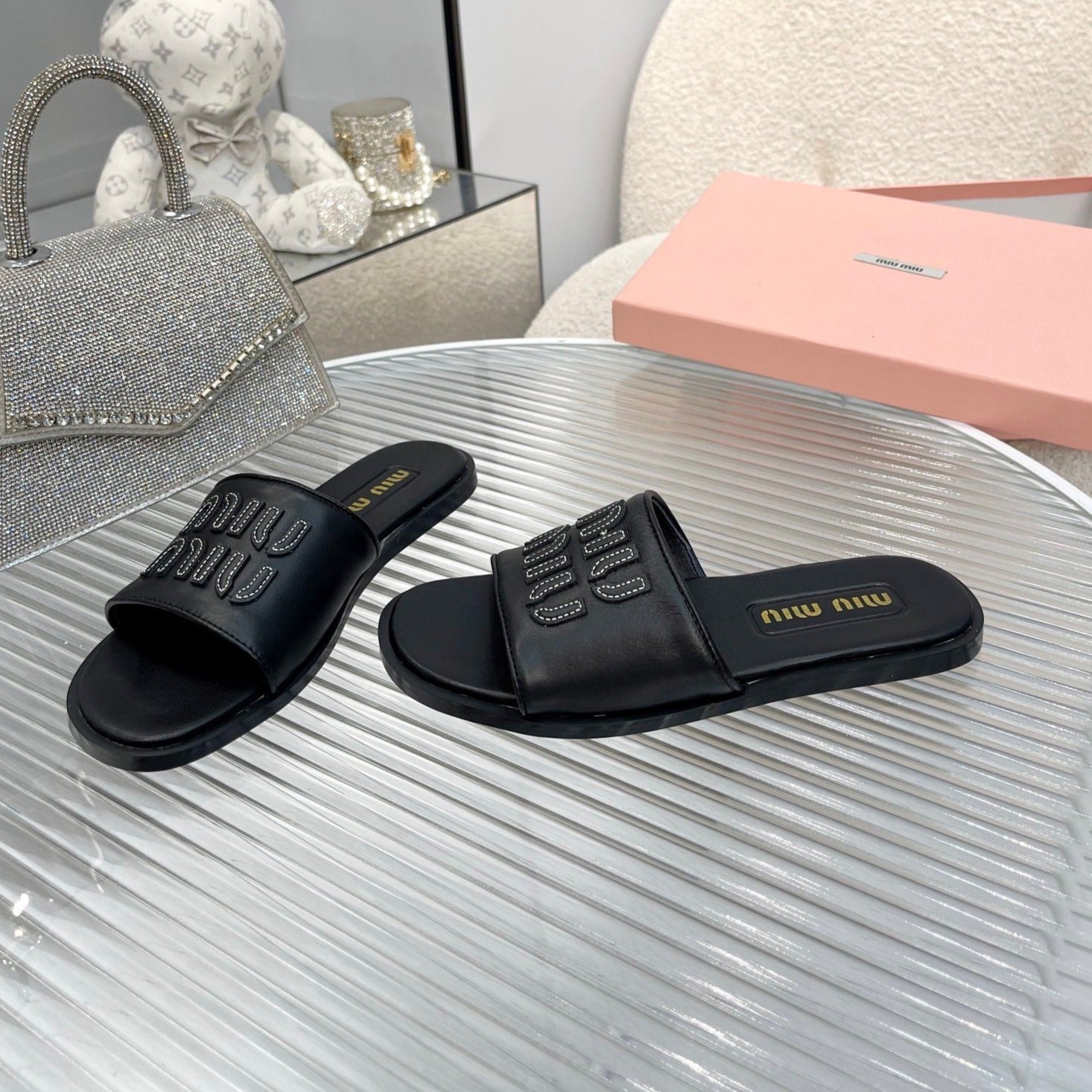 Slippers Black Leather