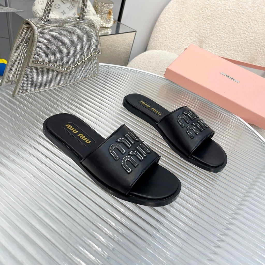 Slippers Black Leather