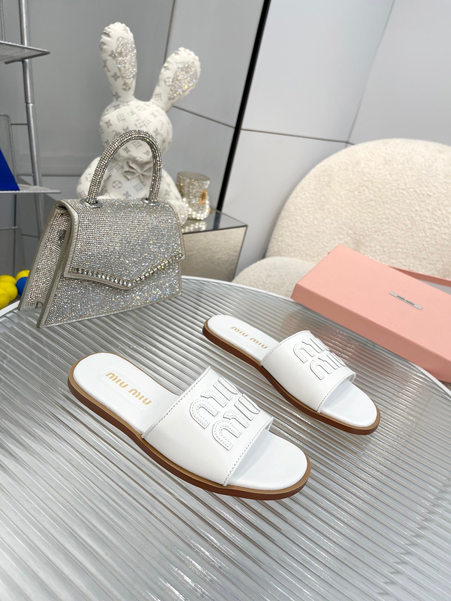 Slippers White Leather