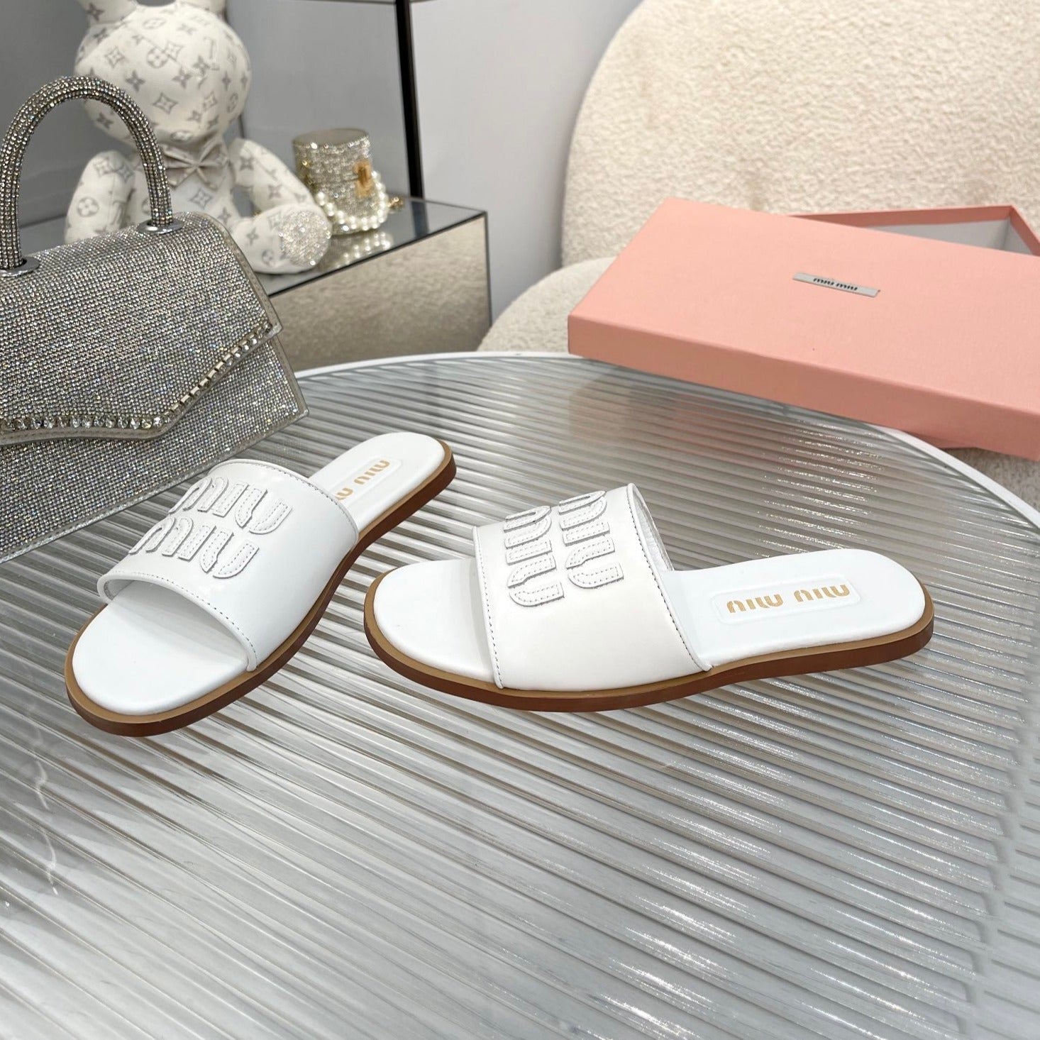 Slippers White Leather