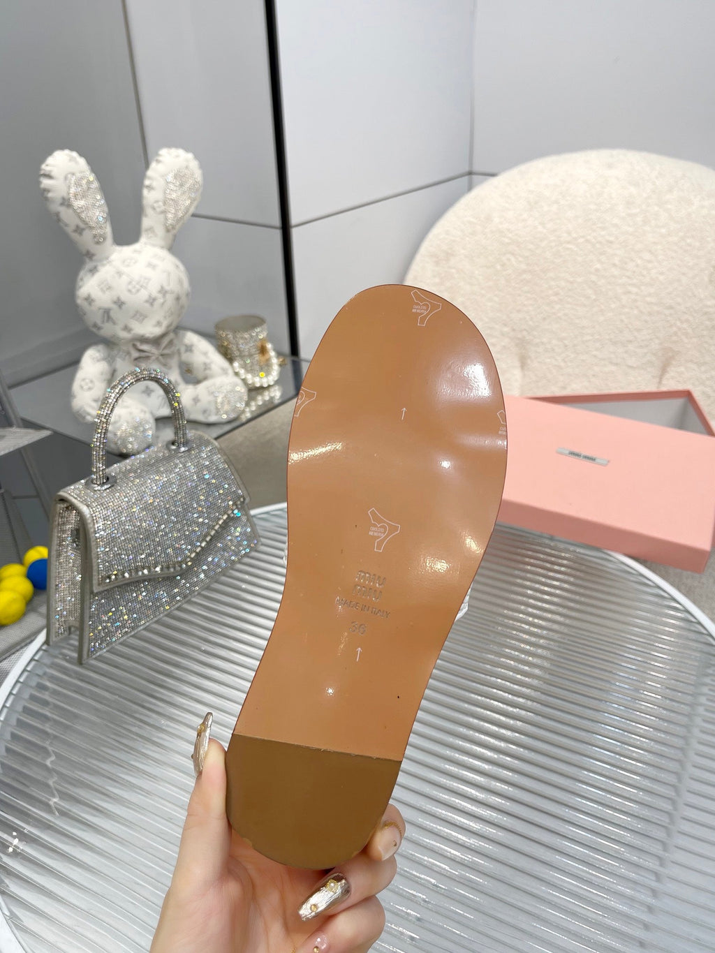 Slippers White Leather With Sedge Straps