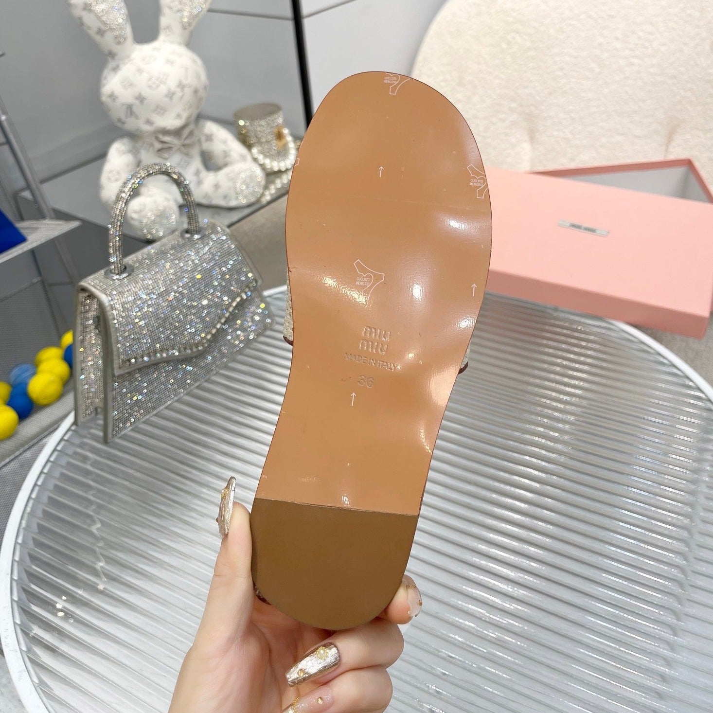 Slippers Brown Leather With Sedge Straps