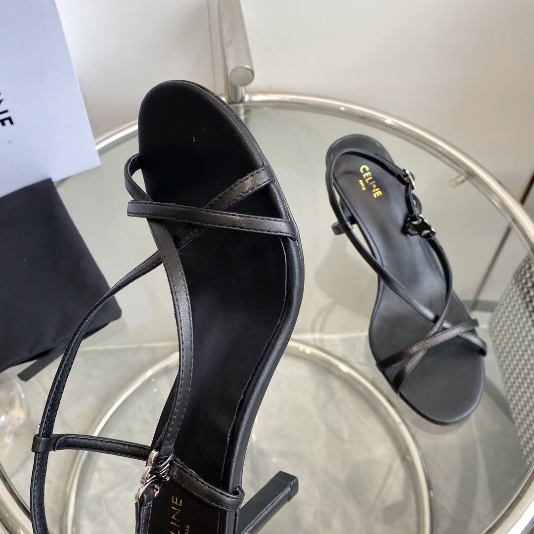 HIGH HEEL SANDAL 65MM IN BLACK CALFSKIN