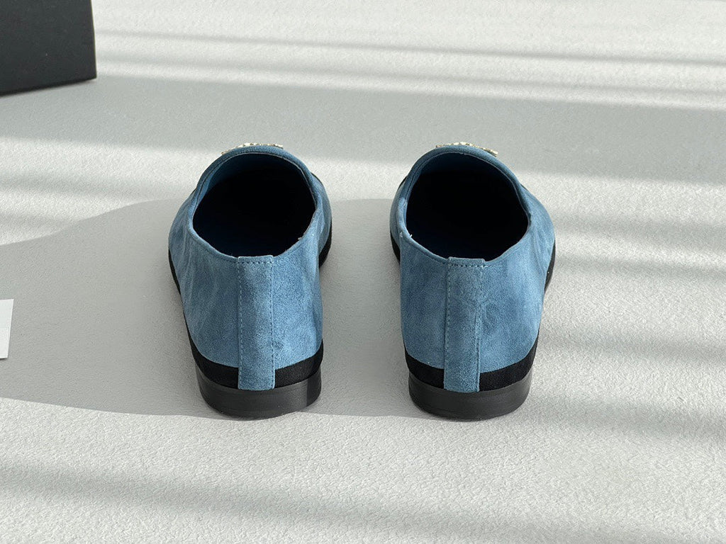 LOAFERS IN CERULEAN BLUE MIX BLACK SUEDE