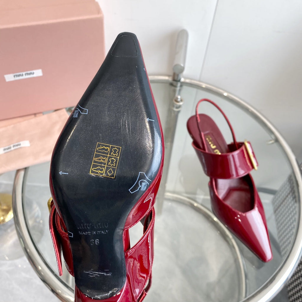 HIGH-SLINGBACK POINTED TOE SANDALS RUBY COWHIDE