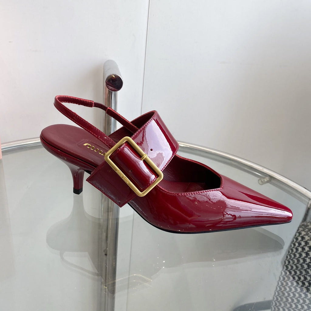 HIGH-SLINGBACK POINTED TOE SANDALS RUBY COWHIDE