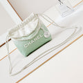 CC MINI 20 HOBO BAG IN WHITE MIX LIGHT GREEN CALFSKIN