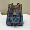 FENDI ORIGAMI MINI 19 IN TRUE BLUE MONOGRAM DENIM WITH CALFSKIN STRAP