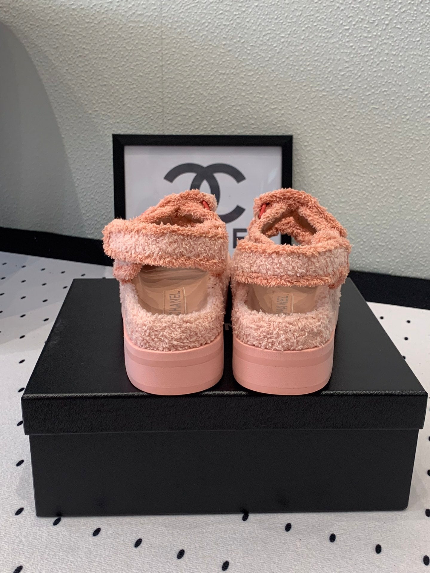 DAD SANDALS PLATFORM IN LIGHT PINK FUR