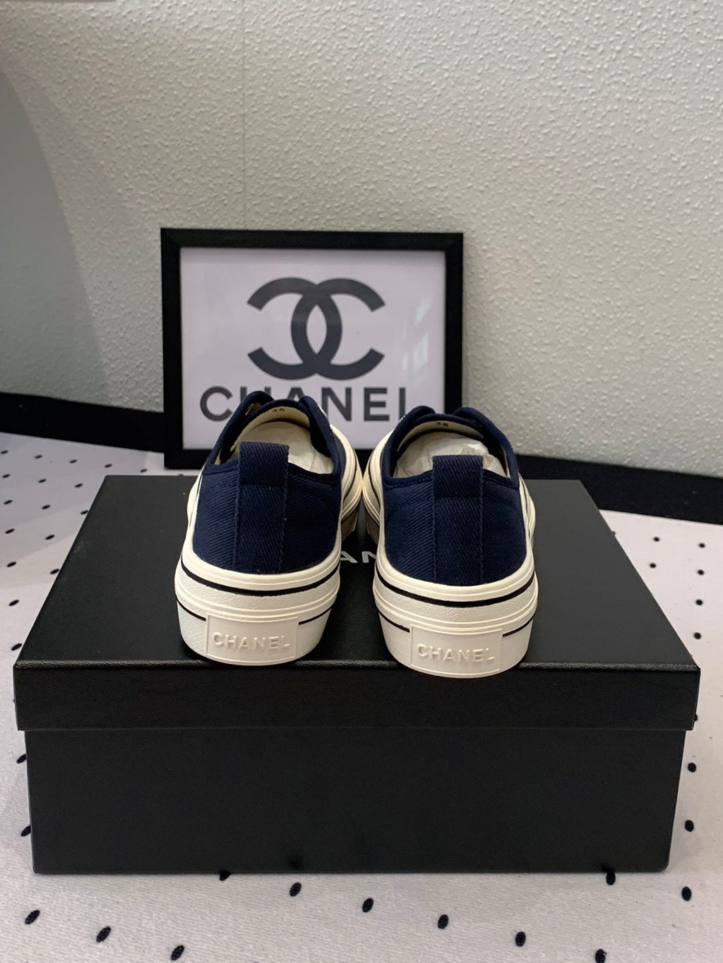 LACELESS SNEAKERS PLATFORM IN DENIM BLUE CANVAS