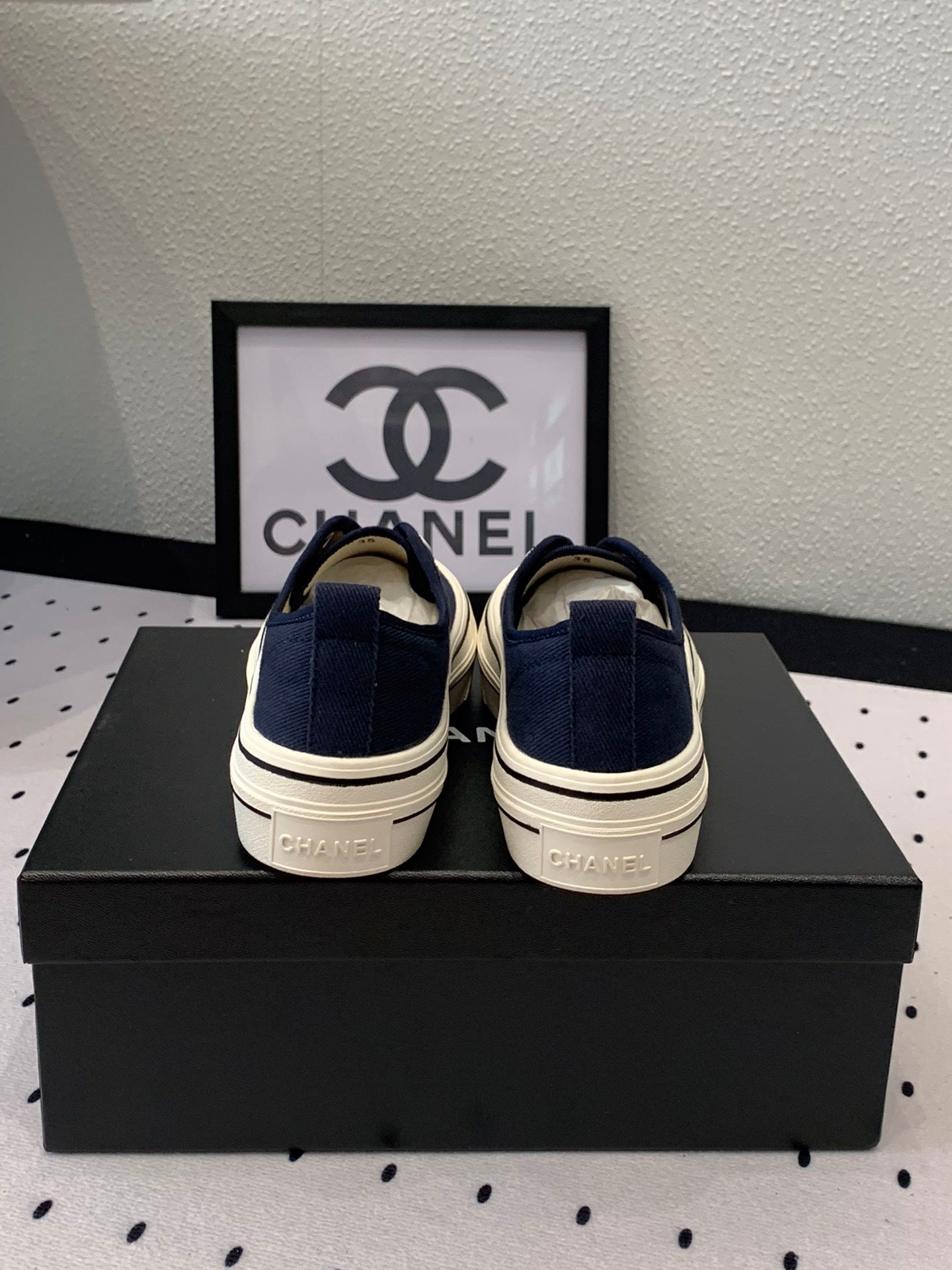 LACELESS SNEAKERS PLATFORM IN DENIM BLUE CANVAS