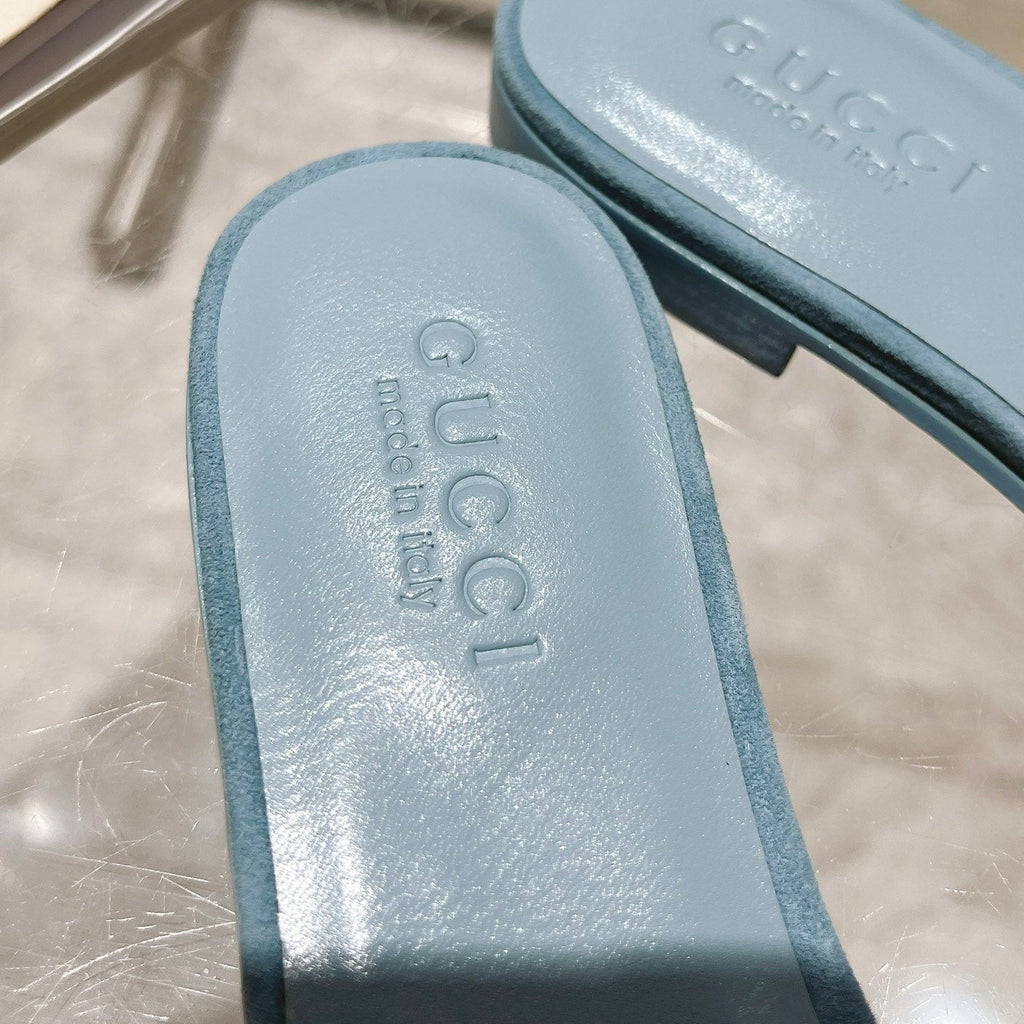 GG  Interlocking double G hollow slippers Orchid Purple Blue