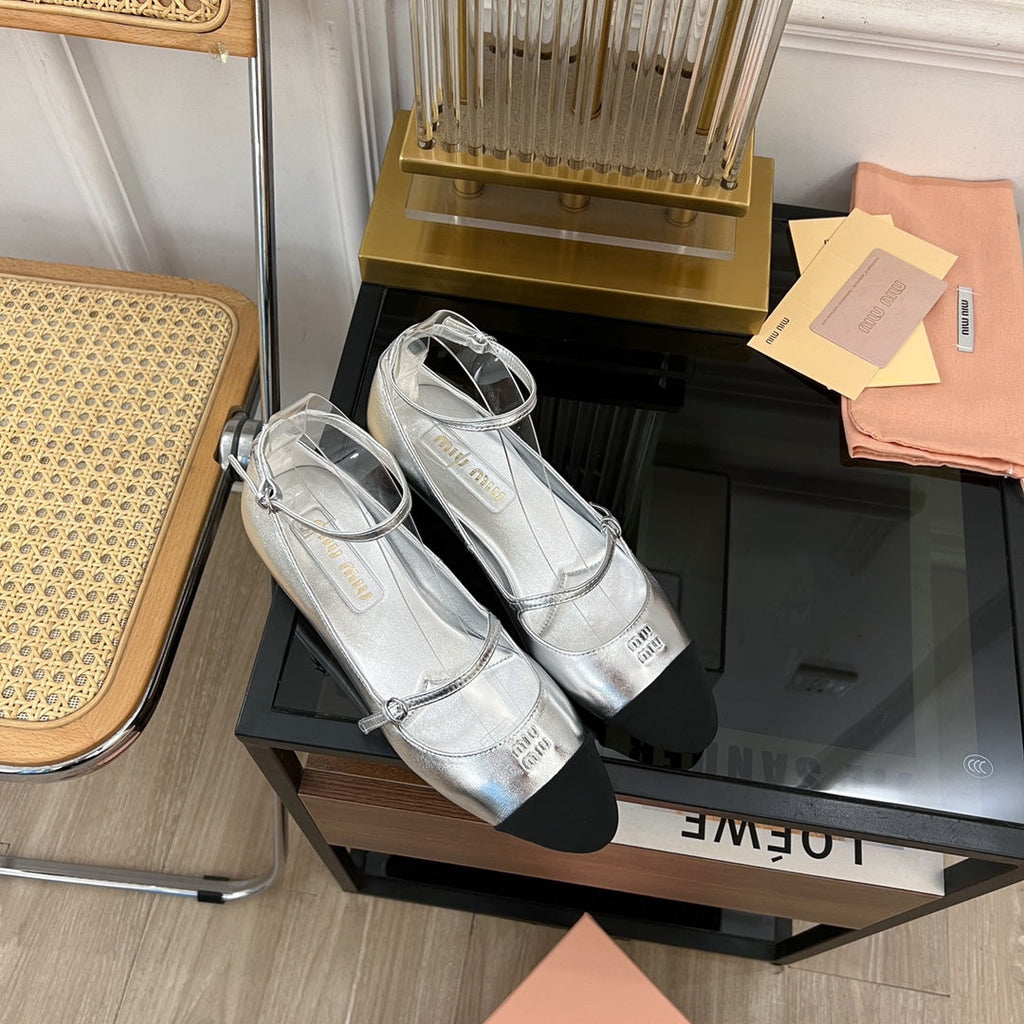 Sandal Ballets Silver Sheepskin