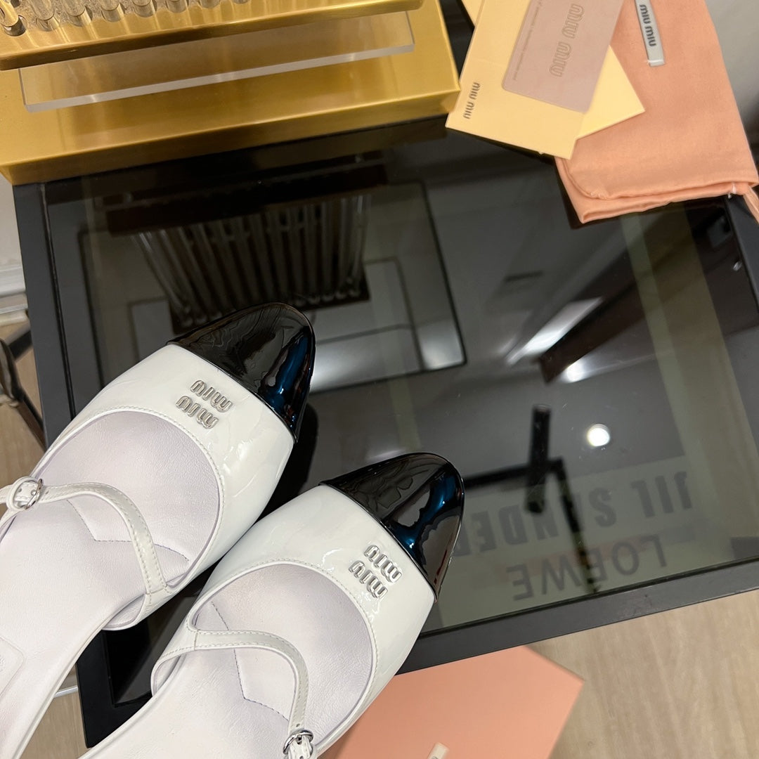 Cap Toe Mules White Sheepskin