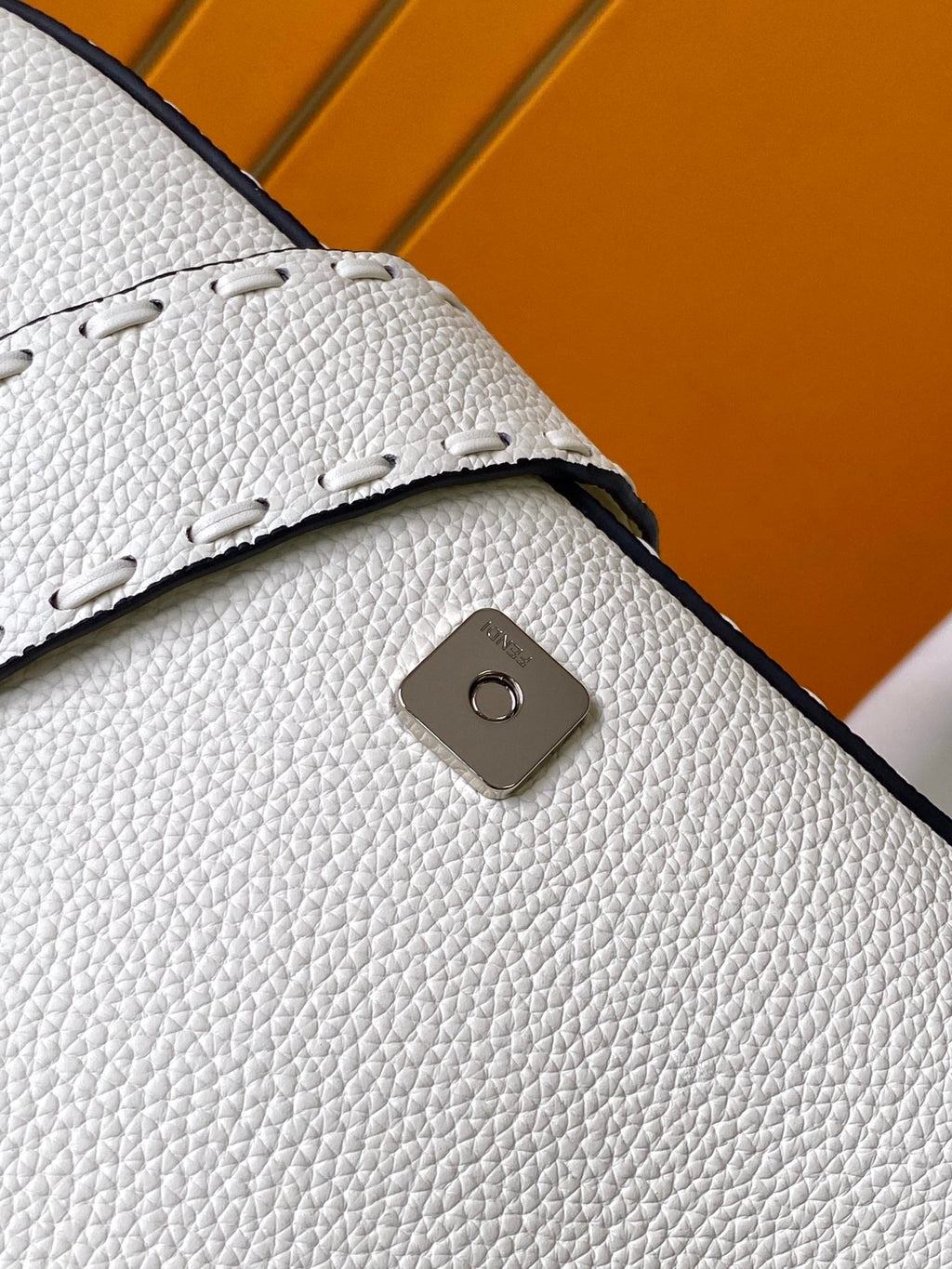 Fend Baguette 27 Bag White Calfskin Shw