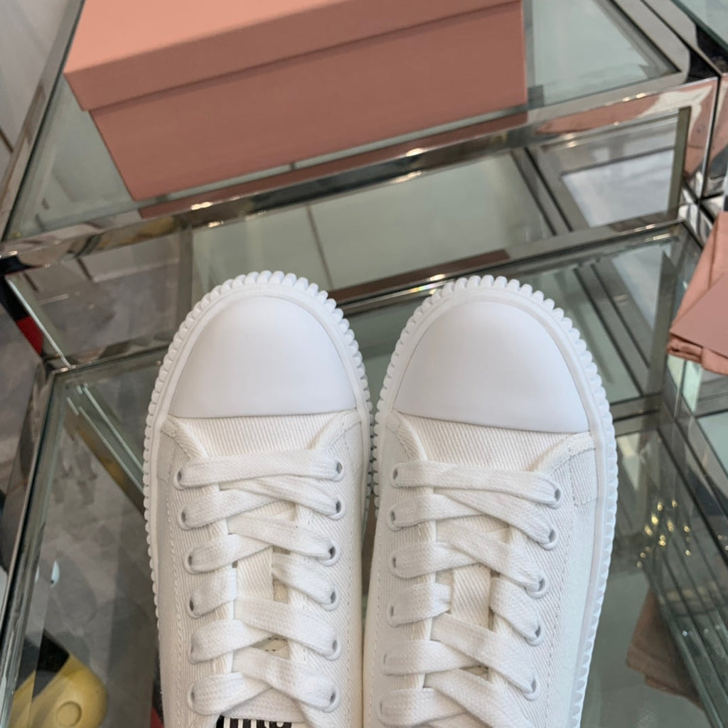 Sneakers High Sole White Canvas