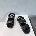 Sandals Black Sheepskin With Stylized Straps