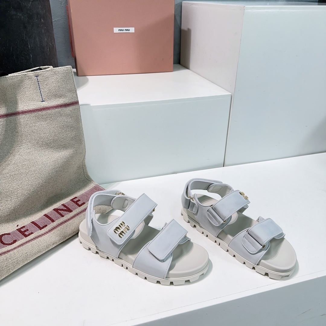 Sandals White Sheepskin With Stylized Straps