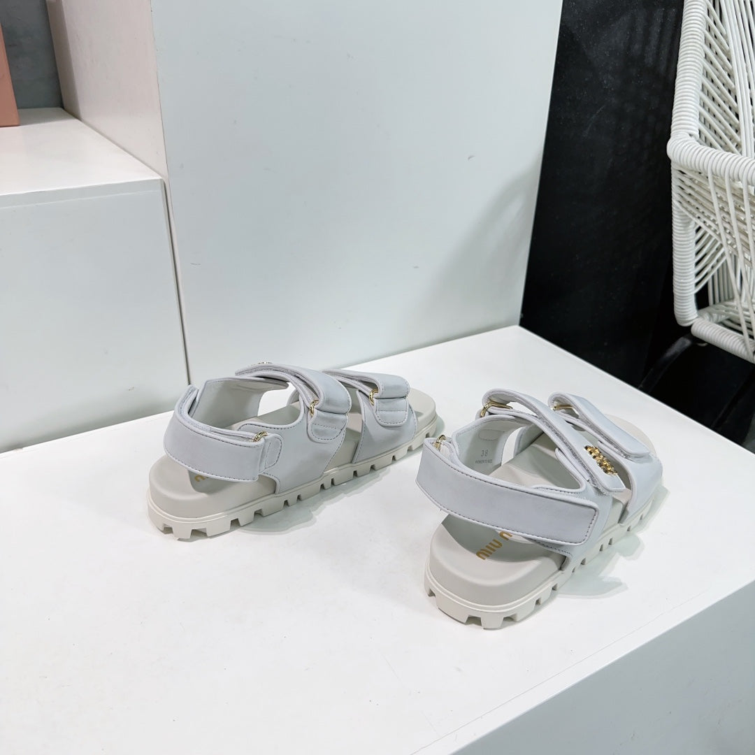 Sandals White Sheepskin With Stylized Straps