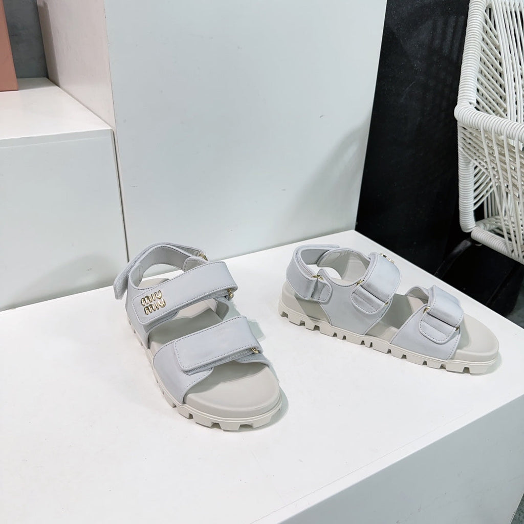 Sandals White Sheepskin With Stylized Straps