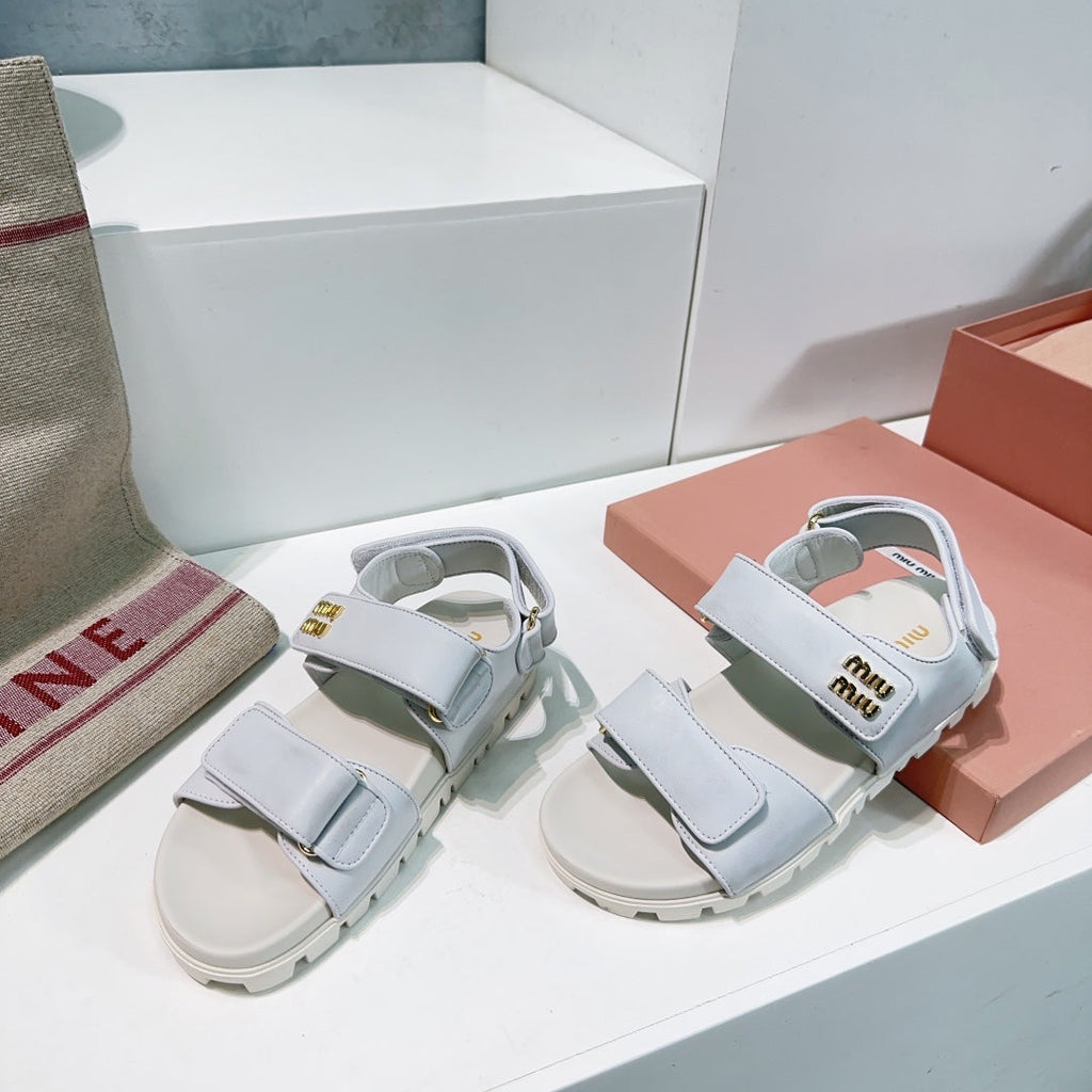 Sandals White Sheepskin With Stylized Straps