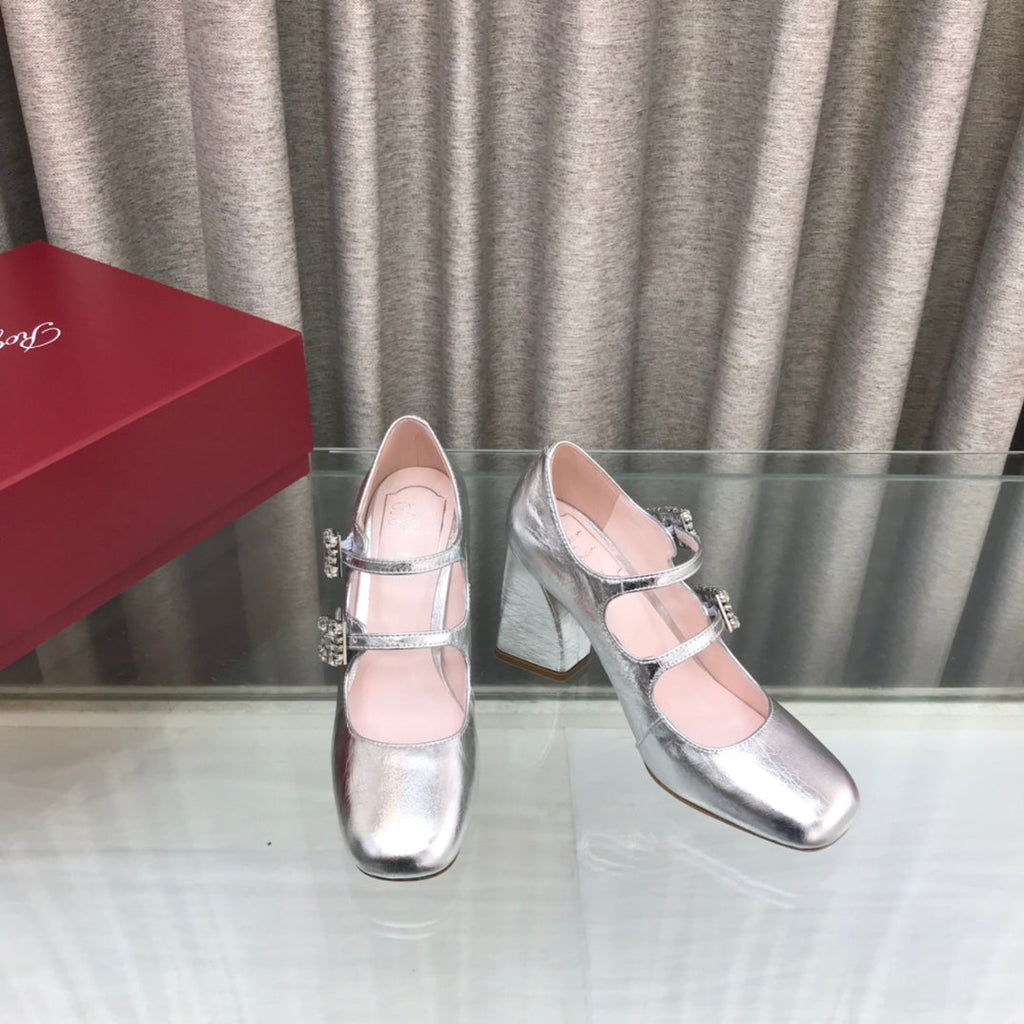 LP ROGER VIVIER SANDAL SILVER LEATHER