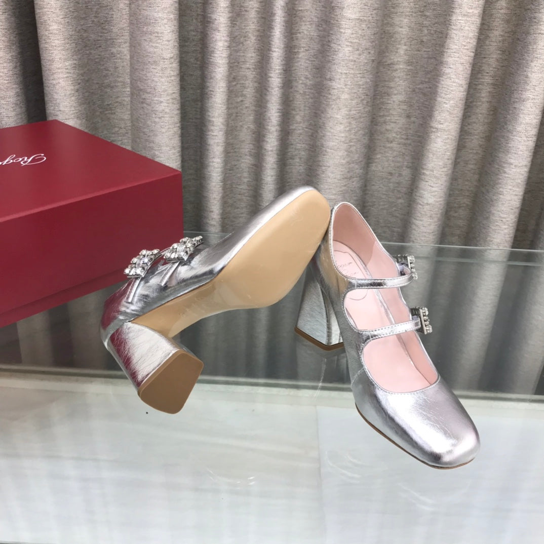 LP ROGER VIVIER SANDAL SILVER LEATHER
