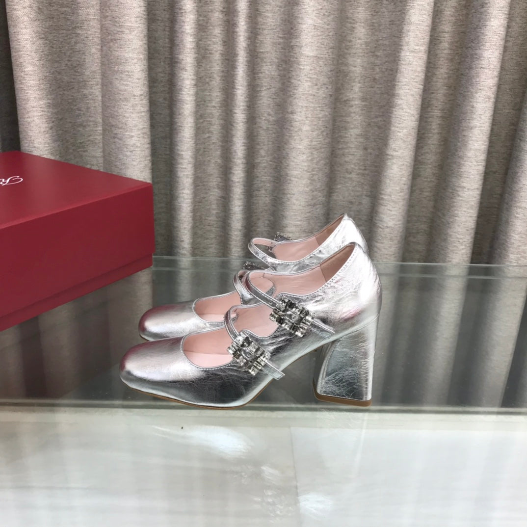 LP ROGER VIVIER SANDAL SILVER LEATHER