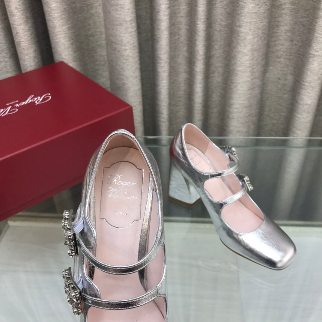 LP ROGER VIVIER SANDAL SILVER LEATHER