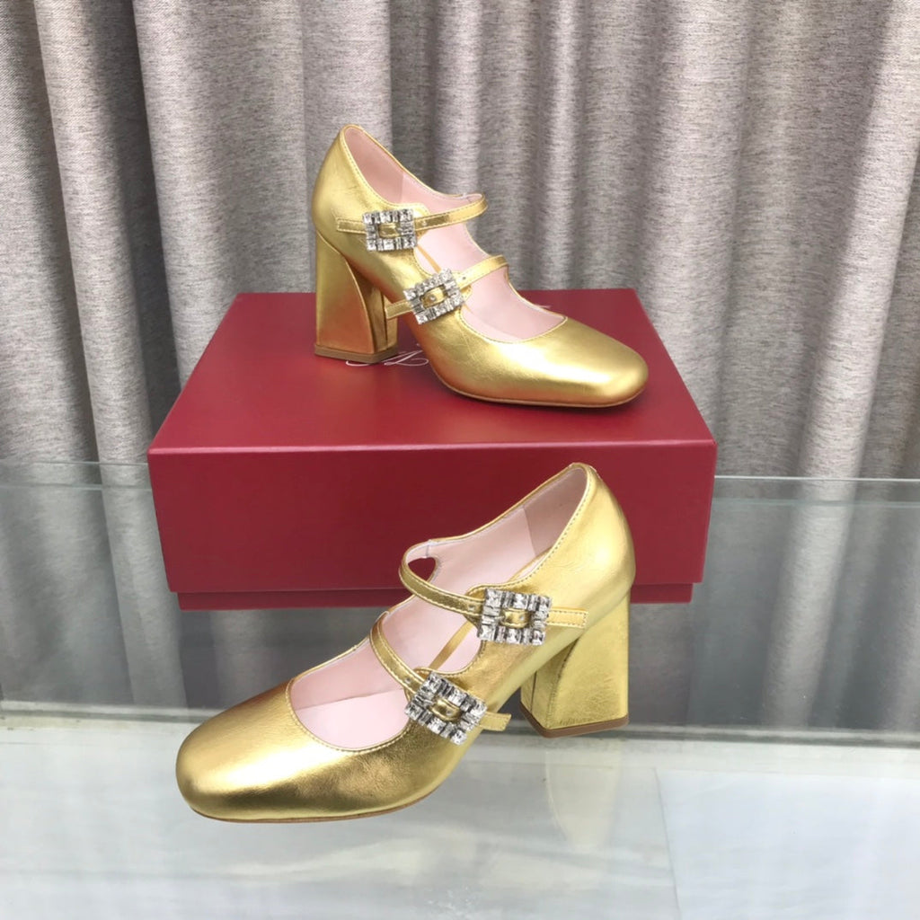 LP ROGER VIVIER SANDAL METALLIC GOLD LEATHER