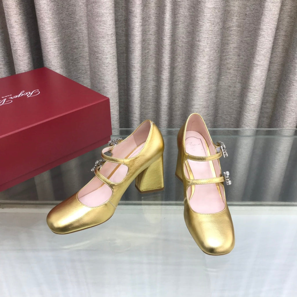 LP ROGER VIVIER SANDAL METALLIC GOLD LEATHER