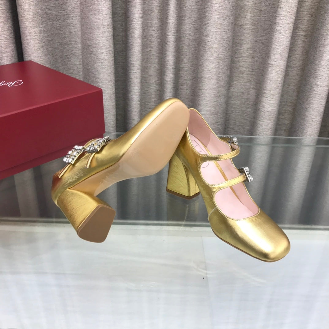LP ROGER VIVIER SANDAL METALLIC GOLD LEATHER