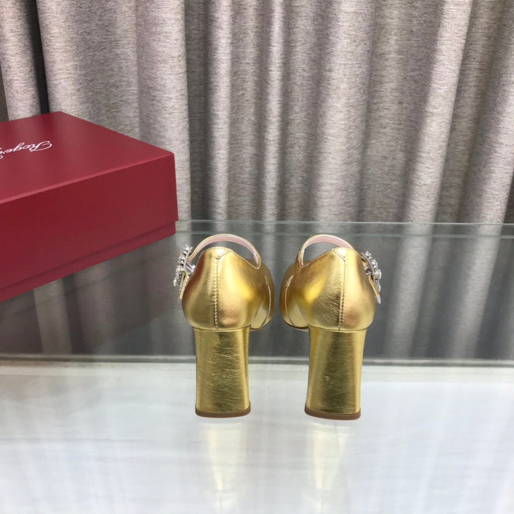 LP ROGER VIVIER SANDAL METALLIC GOLD LEATHER