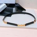 CL SMALL 18 MM GOURMETTE TRIOMPHE ADJUSTABLE BELT IN BLACK LEATHER GOLD HARDWARE