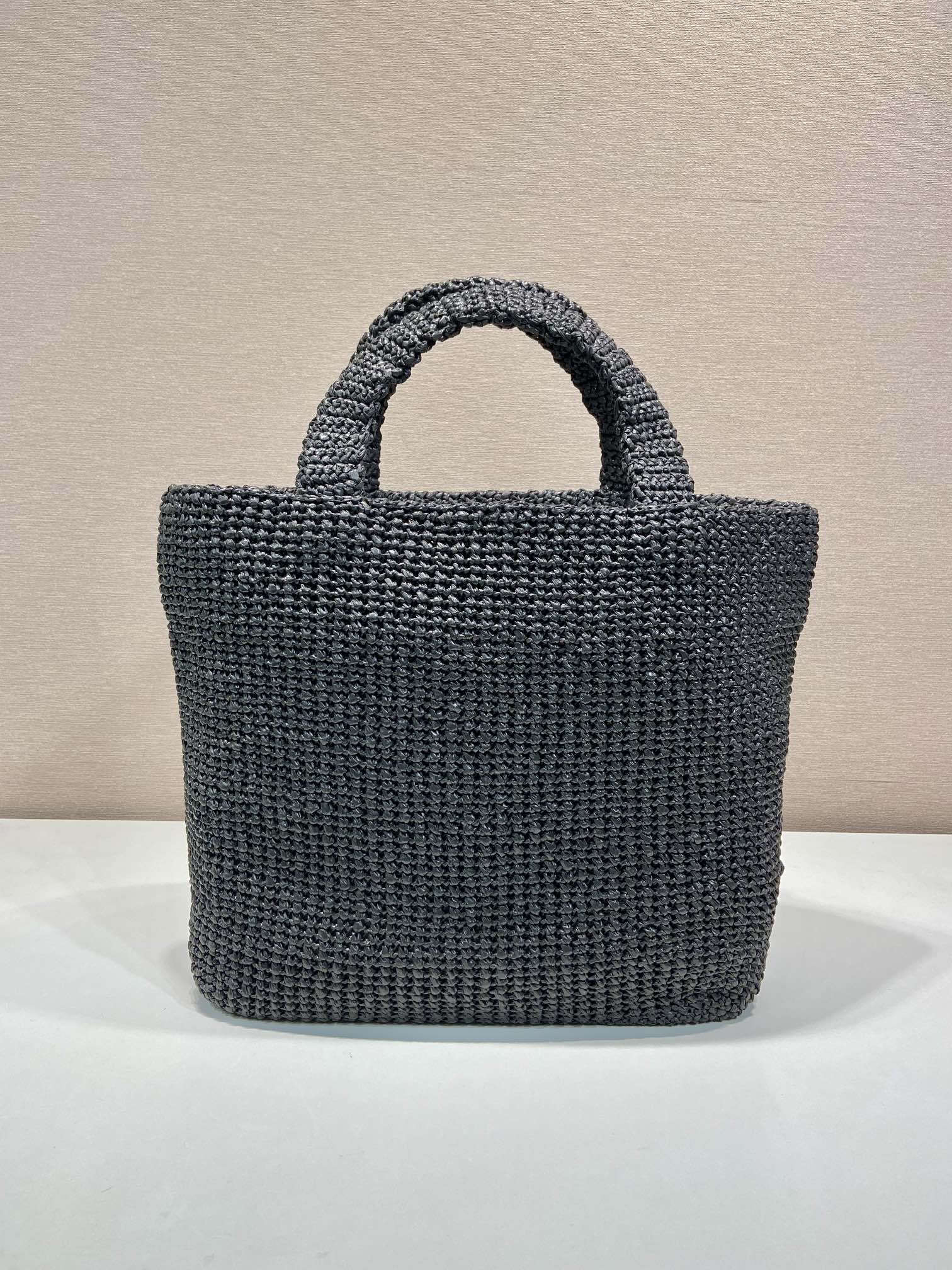 LARGE CROCHET TOTE BAG 47 IN BLACK MIX YELLOW RAFFIA