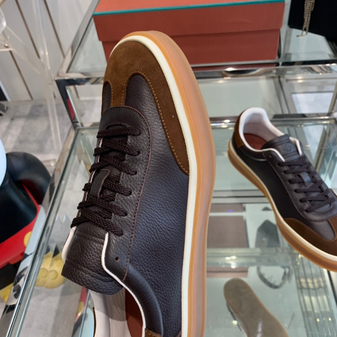 LP TENNIS WALK SNEAKERS ANCHOR AND BROWN CALFSKIN