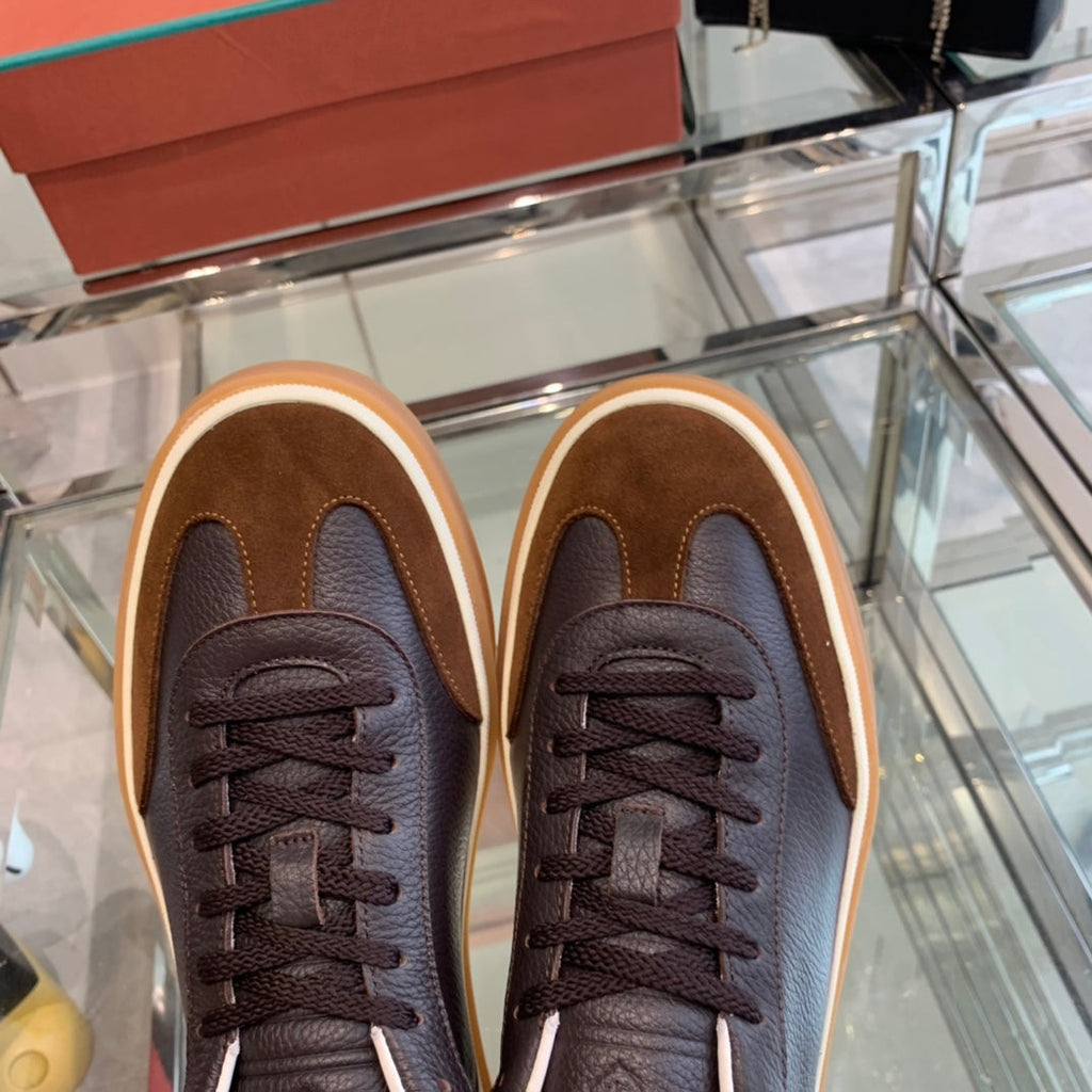 LP TENNIS WALK SNEAKERS ANCHOR AND BROWN CALFSKIN