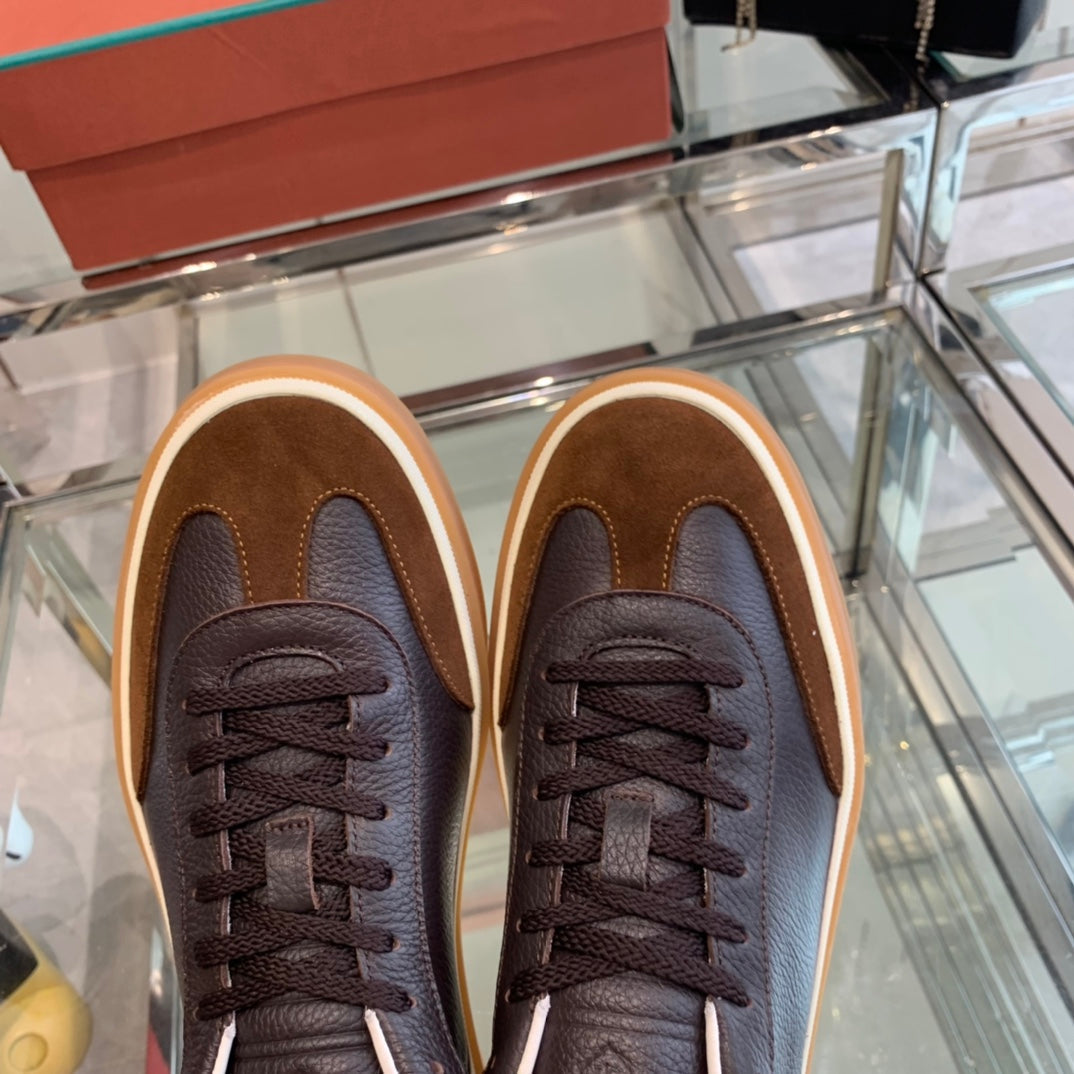 LP TENNIS WALK SNEAKERS ANCHOR AND BROWN CALFSKIN