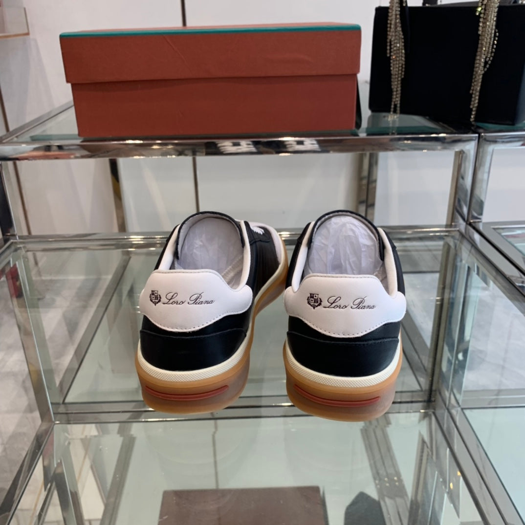 LP TENNIS WALK SNEAKERS BLACK AND BEIGE CALFSKIN