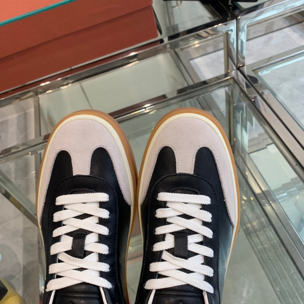 LP TENNIS WALK SNEAKERS BLACK AND BEIGE CALFSKIN