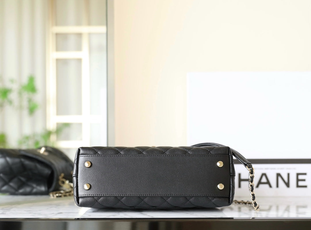 CHANEL 25S FLAP BAG 24 CM IN BLACK LAMBSKIN WITH GOLD HARDWARE