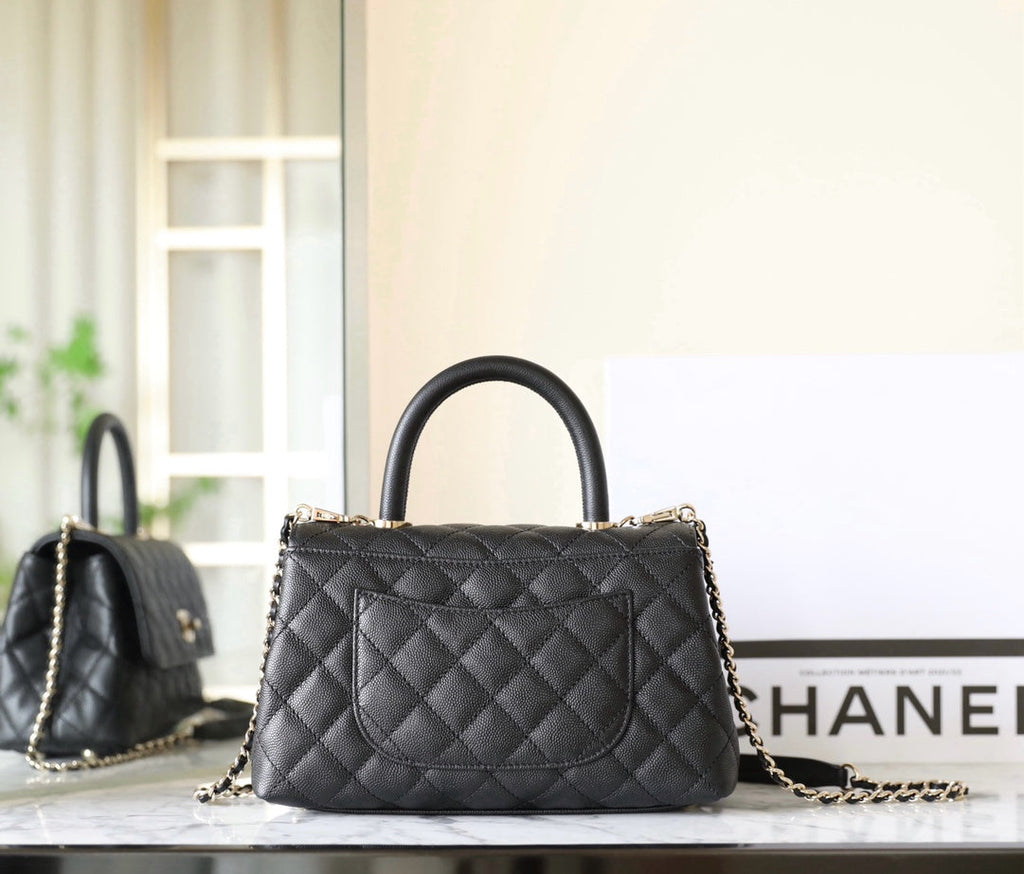 CHANEL 25S FLAP BAG 24 CM IN BLACK LAMBSKIN WITH GOLD HARDWARE