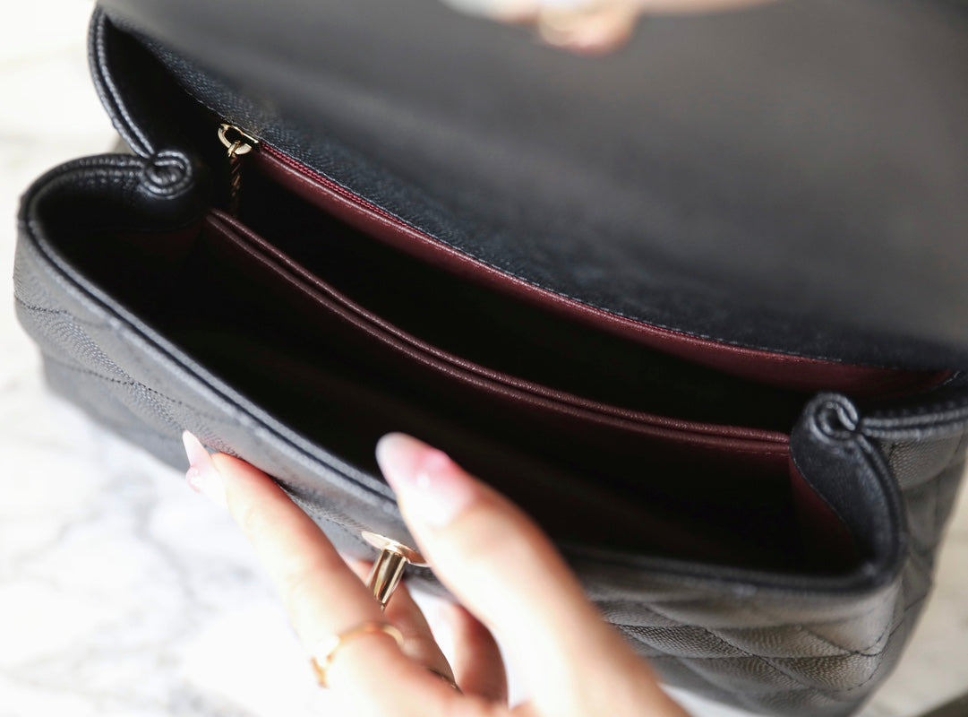 CHANEL 25S FLAP BAG 24 CM IN BLACK LAMBSKIN WITH GOLD HARDWARE