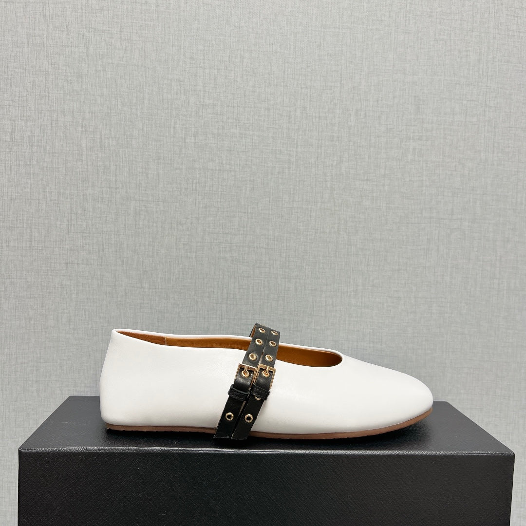 ALAIA MARY JANE SHOES IN WHITE LAMBSKIN SILVER HARDWARE