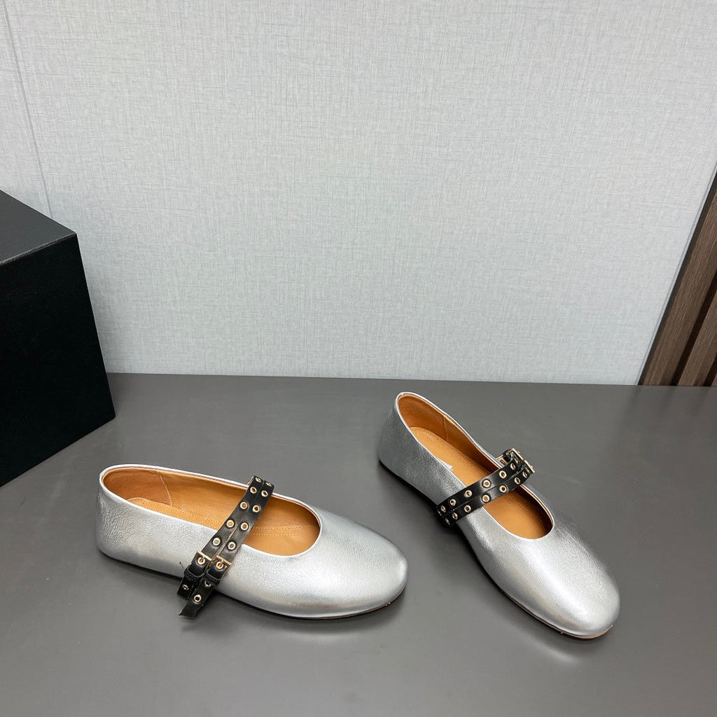 ALAIA MARY JANE SHOES IN SILVER LAMBSKIN SILVER HARDWARE