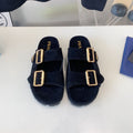 PRA STRAP SLIDES SANDALS DARK BLUE SUEDE