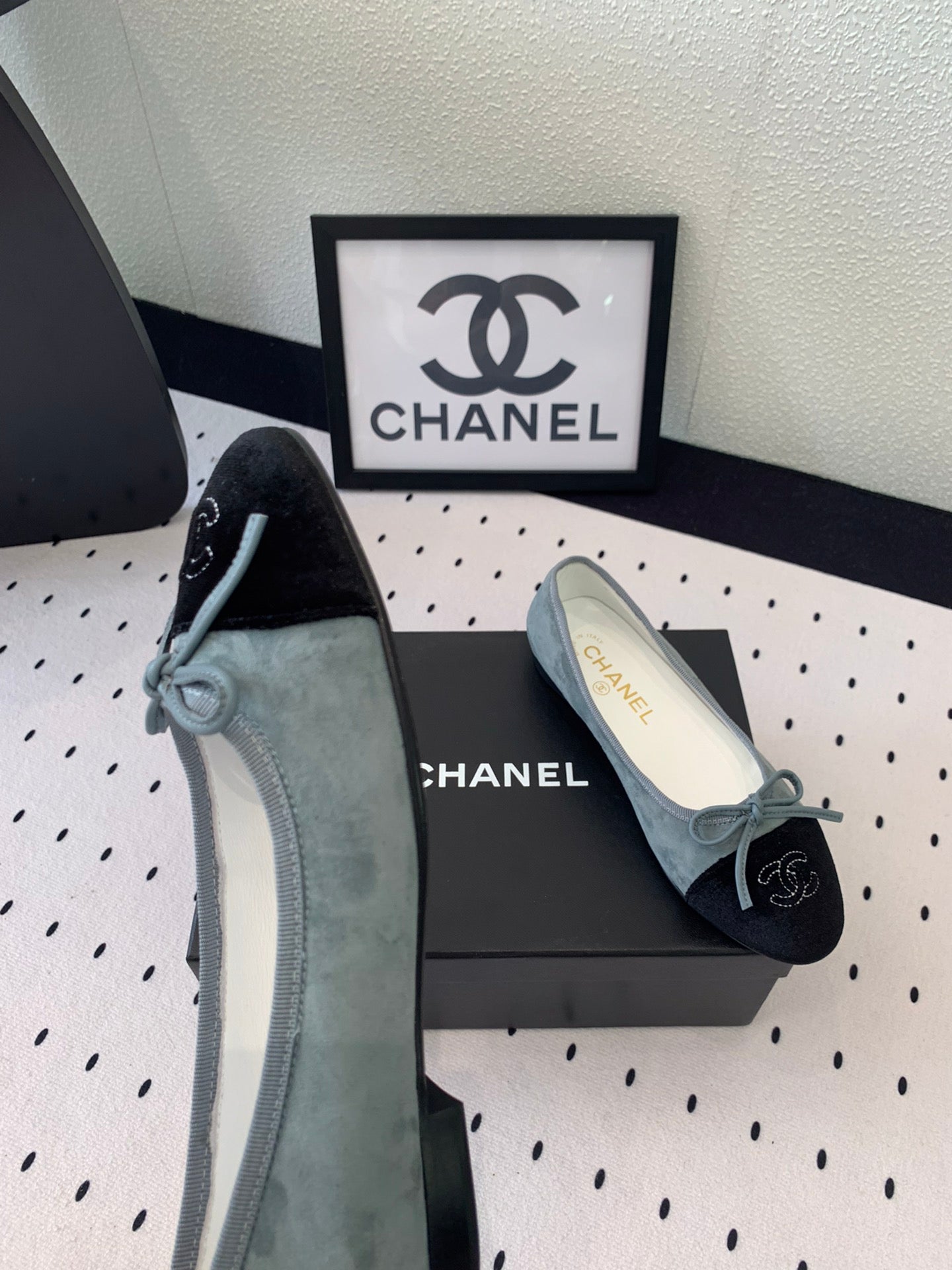 BALLET FLAT ICEBERG BLUE MIX BLACK VELVET