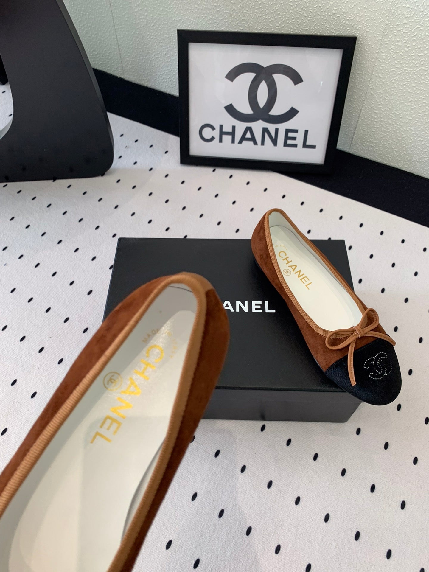 BALLET FLAT BROWN MIX BLACK VELVET